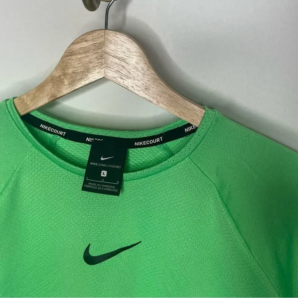 NIKE Court Lime Green Tennis Top